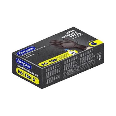Imagem de Luva nitrílica preta - g - com 100 unidades - BOMPACK