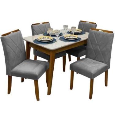Imagem de Mesa de Jantar Elegance 12080 COM Vidro 4 Cadeiras California JCM Cina