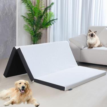 Imagem de Colchões de 7,6 cm Roxzo, colchão de espuma viscoelástica com dobra tripla, design ventilado, capa removível e lavável, design antiderrapante, fácil de armazenar, adequado para acampamento, convidado