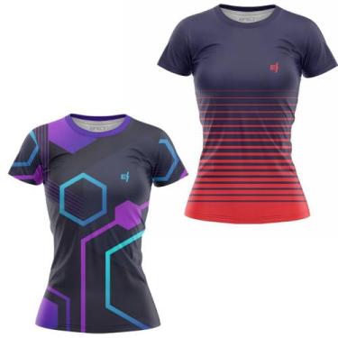 Imagem de Kit 2 Blusa Feminina Academia Camisa Fitness Musculação Caminhada Bike