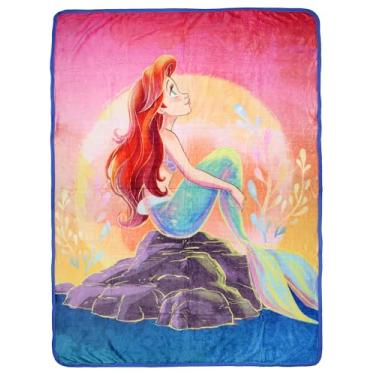 Imagem de Disney A Pequena Sereia Ariel Pôr do Sol Sonhos Princesa Cobertor 116,8 cm x 152,4 cm Cobertor de lã macia para sofá de cama