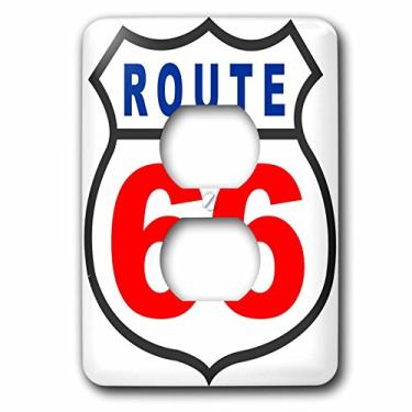 Imagem de 3dRose Lsp_124193_6 Capa de tomada vermelha branca e azul rota 66-2