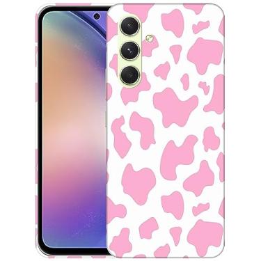 Imagem de SM Cases Capa para Samsung Galaxy A54 5G - Pele de vaca estampa animal rosa design impresso 3D capa de plástico rígido para Samsung Galaxy A54 5G.