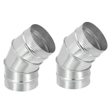 Imagem de PATIKIL Conector de tubo de duto de cotovelo de 45 graus OD 12.7 cm, pacote com 2 conectores ajustáveis de tubo de combustão de chaminé de ventilação HVAC, adaptador de ferro galvanizado para tubo de