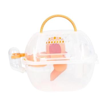 Imagem de Gralara Gaiola transportadora para hamster, estojo para transporte de animais pequenos, gaiola respirável para animais de estimação, Laranja
