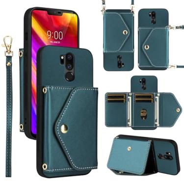 Imagem de Dswteny Capa carteira para LG G7 ThinQ com alça de ombro, suporte de cartão de crédito para celular LGG7 One G 7 Plus LG7 Fit LG7ThinQ 7G Thin Q G7+ G7thinq LGG7thinq Mulheres Homens Verde