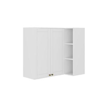 Imagem de Armário Aéreo De Canto Milla Mdf 2 Portas Branco 80 Cm Carraro