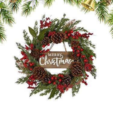 Imagem de Guirlanda de Natal ao ar livre,Guirlanda de porta de Natal,Guirlanda de Natal ao ar livre com pinhas | Guirlanda de Natal artificial de 50 cm/19 polegadas, coleção multifuncional de Natal para portas,