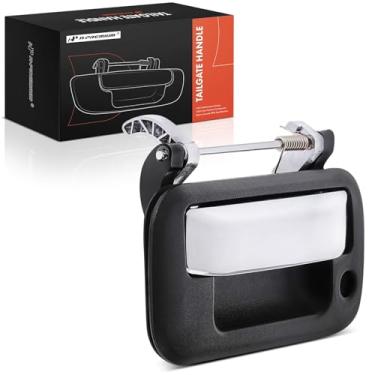 Imagem de A-Premium Maçaneta de porta traseira com fechadura compatível com Ford F-150 F150 2006-2014, caixa preta texturizada com alavanca cromada, substituição # 8L3Z9943400AB