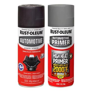 Imagem de Spray Alta Temperatura Automotivo + Primer 1093c Rust Oleum, Preto Fos