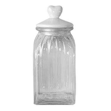 Imagem de Pote Vidro Tampa Cerâmica Coração 750ml Class Home