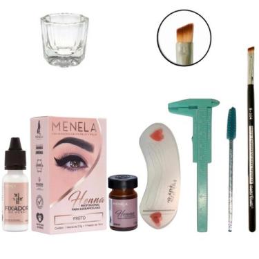 Imagem de Kit Henna Menela Sobrancelha Maquiagem Paquimetro Pincel Macrilan Chan
