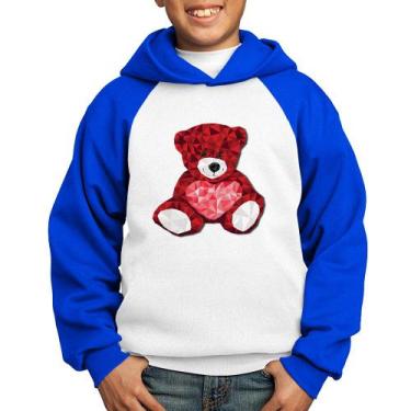Imagem de Moletom Infantil Urso Mosaico - Foca na Moda, Branco, Azul, 10