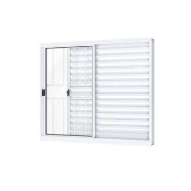 Imagem de Janela de Alumínio Veneziana 100 x 150 x 10 cm 3 Folhas Esquerda com G