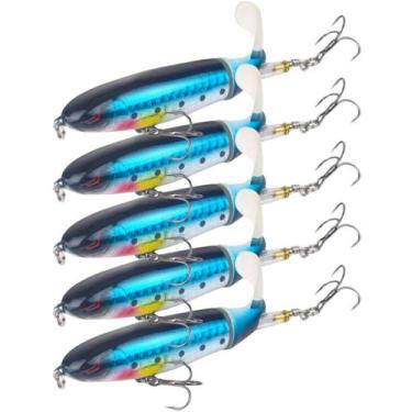 Imagem de Kit 5 Iscas Artificiais Hélice Whopper Popper Superfície - SWG, Azul, 