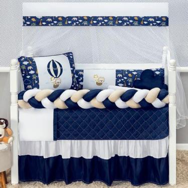 Imagem de Kit Berço Safari Balão Trançado Leão Bichinhos Girafa 11 peças - Coroa