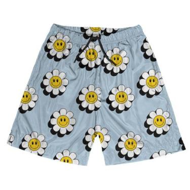 Imagem de Short Praia Shorts Banho Bermuda Verão Emoji Flor Azul Margarida 98 - 