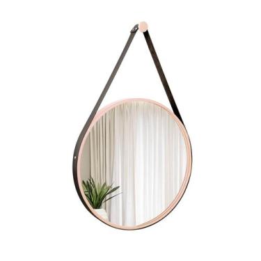 Imagem de Espelho Decorativo Adnet Rosa Alça material sintético Preto 40 cm Redo