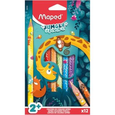 Imagem de Lápis de Cor Jungle Fever Jumbo, 12 Cores, Maped