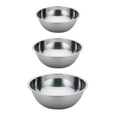 Imagem de Conjunto Tigelas Bowl Saladeira 3 Pçs  3 Tamanhos Aço Inox - FRIGOPRO