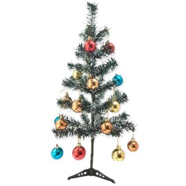 Imagem de Arvore De Natal Enfeitada De 60 Cm Com 15 Bolinhas Festa E Decoracao -