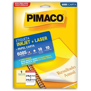 Imagem de Etiqueta inkjet/laser carta 6085 com 10 folhas Pimaco