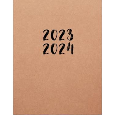 Imagem de 2023-2024: Big Monthly planner & Organizer : Monthly planner (24 months), Bill Tracker, 40 lined pages, Pages for Recording Birthdays & Anniversaries, ... Login (brown craft paper style cover)