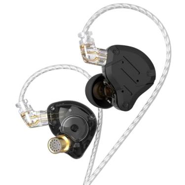 Imagem de Fone de ouvido KZ ZS10 Pro, fones de ouvido de metal 4BA 1DD, fones de ouvido de graves HiFi IEM com cabo C destacável de 2 pinos (preto fosco, sem microfone)