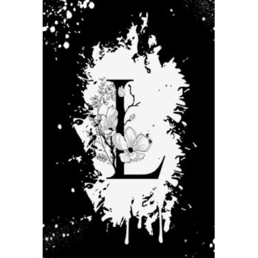 Imagem de Black White Luxury Floral Watercolor Paint Splash Design Monogram Initial L Notebook: 6 x9 180 Sheets, Paperback Initial Notebook for Girls, Women, Monogrammed Gift Lovers