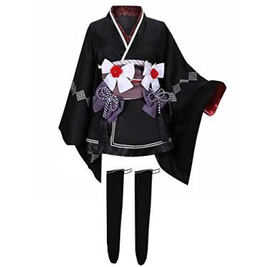 Imagem de MIAOCOS Remake Tifa Lockhart Cosplay Black Kimono Costume FF VII 7 Halloween Lolita Gown Dress