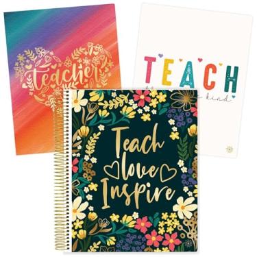 Imagem de bloom daily planners Agenda e calendário para professores de ano acadêmico sem data - Livro organizador de plano de aula de 7 períodos com capa fosca (23 cm x 28 cm) (capa intercambiável) - Bold & Bright