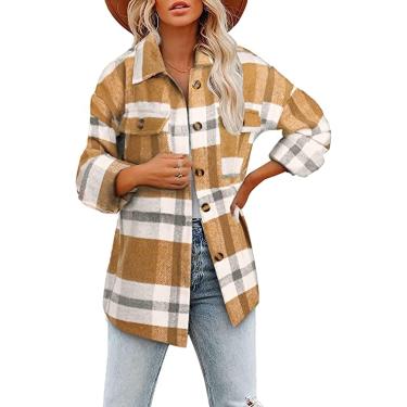 Imagem de Camisa Feminina Checed Patchwor Xadrez Checed Camisa Flanela Blusa Casual Camisa Oversized Jacet Lumberjac Camisa Manga Longa Camisa Blusa Blusa Camisa, Amarela, M
