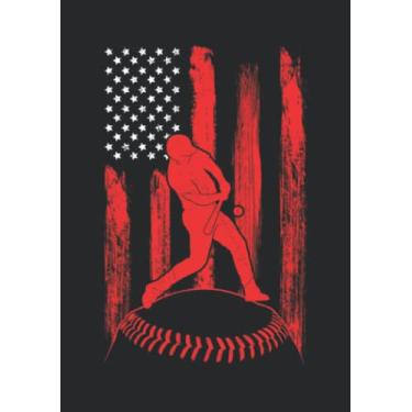 Imagem de Notizbuch A5 dotted, gepunktet, punktiert mit Softcover Design: Baseballer USA Fahne Pitcher Catcher Patriot Baseball: 120 dotted (Punktgitter) DIN A5 Seiten