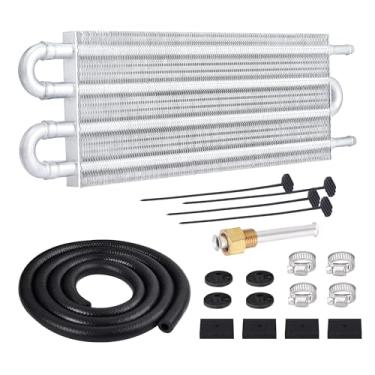 Imagem de EVIL ENERGY Resfriador de óleo de transmissão de 5/40.6 cm, kit de resfriamento de tubo de 4 passagens e aleta universal alumínio prata