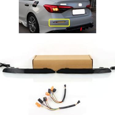 Imagem de KITOCARTOP Luzes traseiras refletoras de para-choque traseiro de LED compatíveis com Honda Civic 11º 2021 2022 2023 seta piscando freio traseiro luzes de neblina LED conjunto de luz traseira (tipo R)