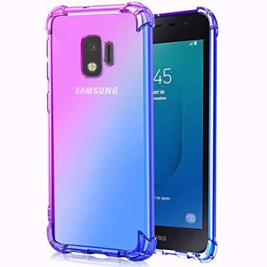 Imagem de Ueokeird Capa para Galaxy J2, Galaxy J2 Core, Capa para Galaxy J2 Pura, Capa protetora de TPU flexível fina gradiente transparente à prova de choque para Samsung Galaxy J2 Dash (roxo/azul)