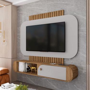 Imagem de Painel para TV Até 55 Polegadas Jurerê 1 Porta Cinamomo/Off White - Móveis Bechara