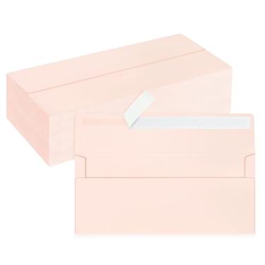 Imagem de LIKAJON Pacote com 100 envelopes empresariais nº 10, envelopes padrão rosa blush, autovedação, envelopes de correspondência comercial tamanho carta para cheques, faturas, declarações, aniversário,