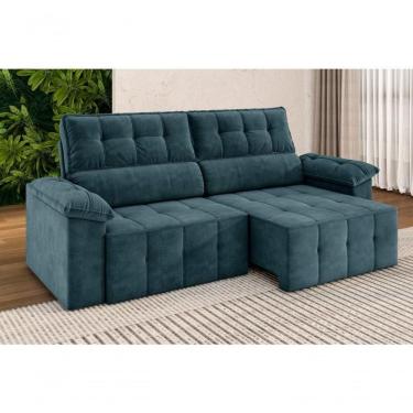 Imagem de Sofá Santiago 2,20m Retrátil/reclinável Suede Pretróleo - X Sofás