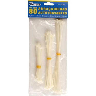 Imagem de Kit de Abraçadeiras NYLON 10/15/20CM X 3MM Branca - Pacote com 80 Unid
