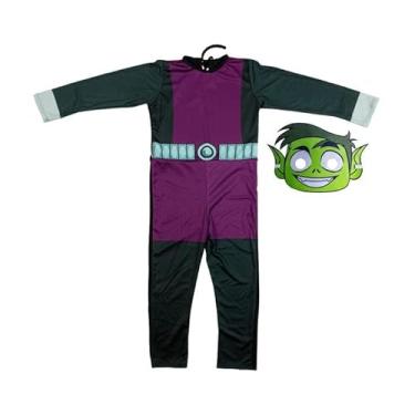 Imagem de Fantasia Mutano Infantil Jovens Titãs Longa Com Máscara (M 7-11)