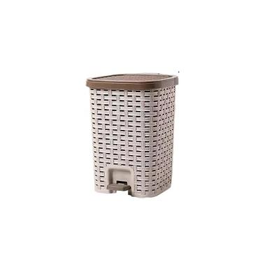 Imagem de Lixeira de cozinha tipo apoio para os pés com tampa grande capacidade sala de estar quarto textura lixeira cesto de lixo balde de armazenamento, cesto de lixo de plástico (L)