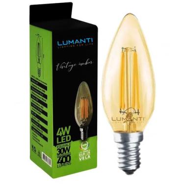 Imagem de Lâmpada Vela Filamento Led Âmbar 4W 127V E14 - LUMANTI, 110V