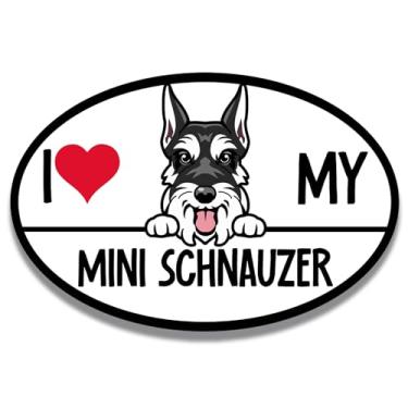 Imagem de Magnet Me Up Ímã e decalques de carro da raça de cachorro I Love My Mini Schnauzer, 10 x 15 cm, decalques de cachorro para carros, acessório fofo para proprietários de mini Schnauzer, ímã de
