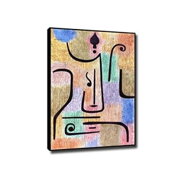 Imagem de JZSDGB Impressão de arte em tela Black Frame 'Archange' por Paul Klee - Reprodução de pintura famosa em tela fina arte de parede abstrata giclée imagens em tela para decoração de casa 80 x 120 cm (31
