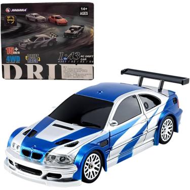 Imagem de Modelo de carro elétrico RC Mini Racing Drift com kit de luzes Escala 1/43 2.4G totalmente proporcional, azul e branco (versão giroscópio)
