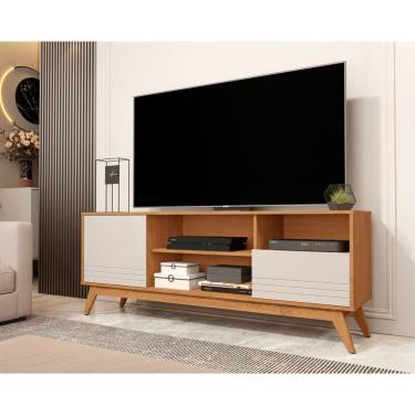 Imagem de Rack Kairo 160cm 2 Portas Para TV até 65 Polegadas Pés em Madeira Nature com OffWhite  - Rede Móveis