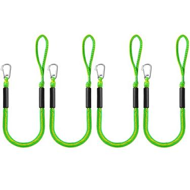 Imagem de DockMoor Linhas de ancoragem elástica para barcos, linhas de amarração marítima, corda de barco para ancoragem com laço e acessórios para Jet Ski, PWC, Pontão, caiaque, SeaDoo, WaveRunner (verde - pacote com 4)