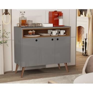Imagem de Comprar Móveis em Casa, Aparador Buffet Paris 3 Portas Cinza/Freijó