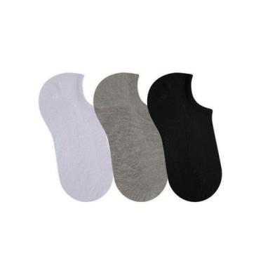 Imagem de Kit Meia Sapatilha Esportiva Feminina 3 Pares Lisas - SELENE, Preto, C